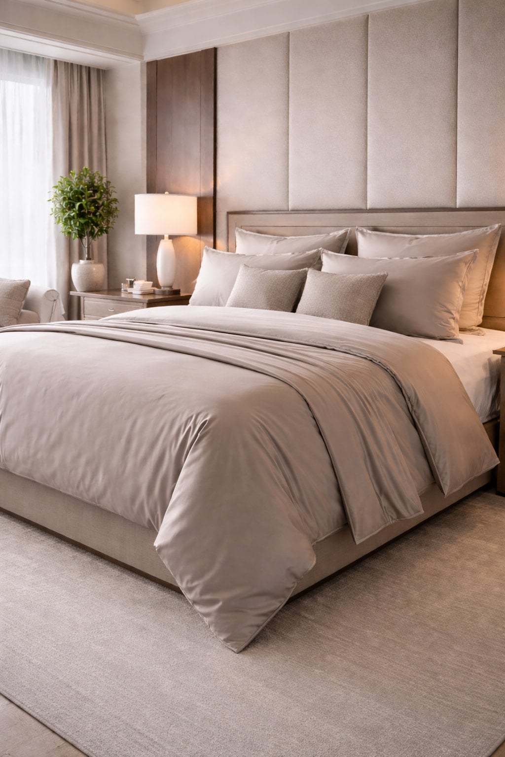 High thread count luxury hotel bed linens designed for upscale hospitality and commercial laundering