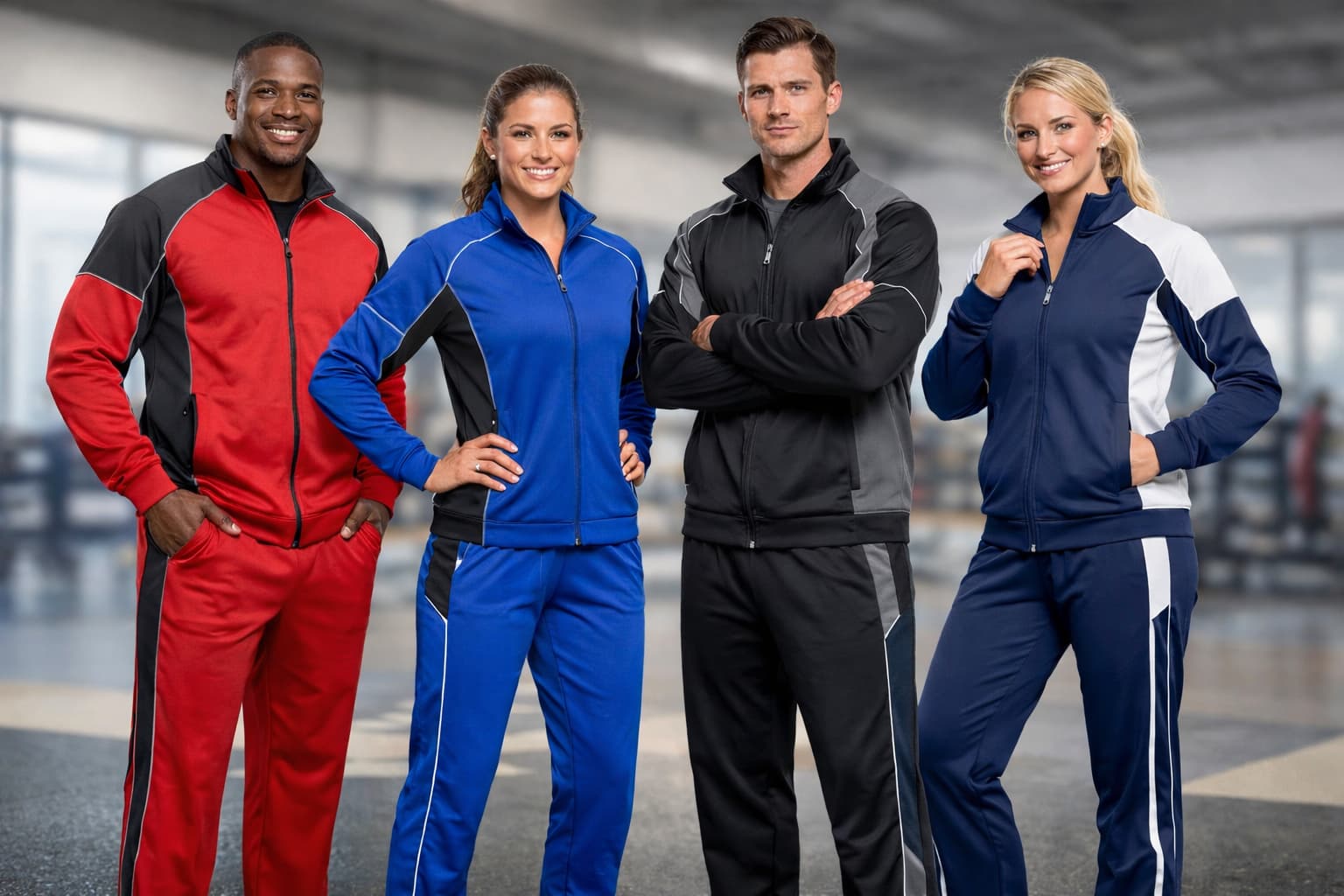 Athleisure tracksuits developed for activewear brands, clubs, and institutional buyers, designed with reinforced stitching and stretch-enabled fabrics to support mobility, durability, and repeat industrial laundering while maintaining consistent sizing and finish