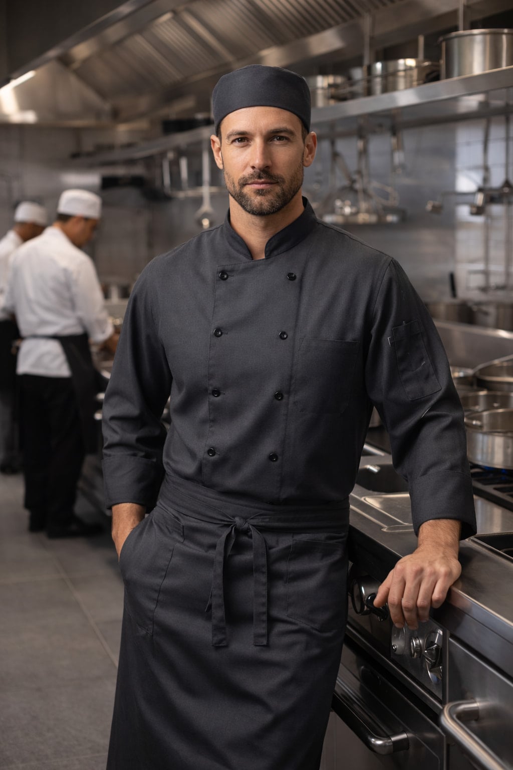 Durable and easy care professional chef uniforms for culinary teams and catering staff